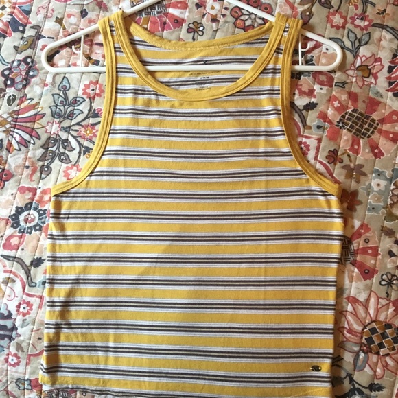 American Eagle Outfitters Tops - 🌻 American Eagle Essentials yellow striped tank